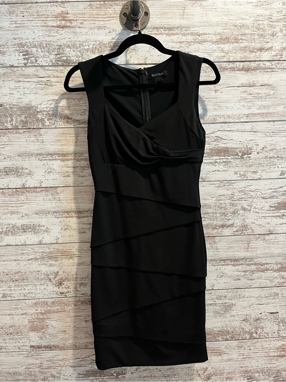 White House Black Market Black Sleeveless Layered Sheath Dress